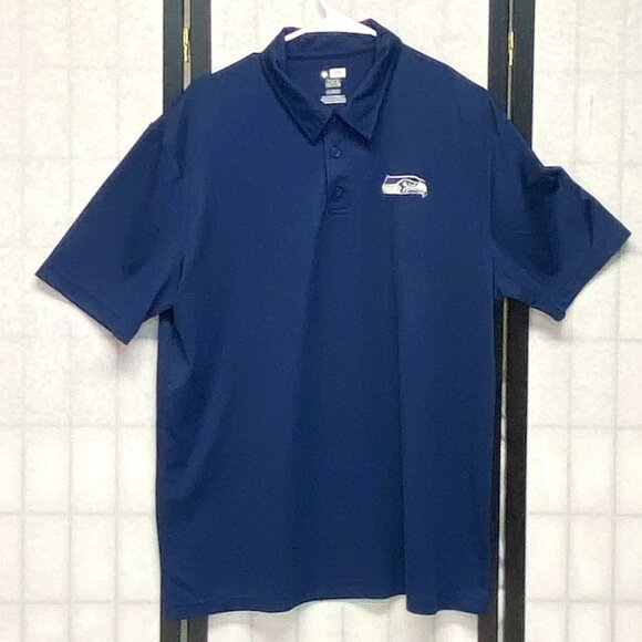 NFL Team Apparel Short Sleeve Seattle Seahawks TX3 Cool Polo Shirt XL Navy - Picture 1 of 14